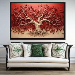 Gold and Red Tree of Life - NicheCanvas