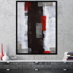 Grey & Red Abstract Art Painting - NicheCanvas