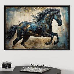 Gilded Teal Horse - NicheCanvas