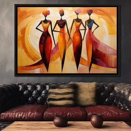 Golden Trio in Maroon Elegance - NicheCanvas