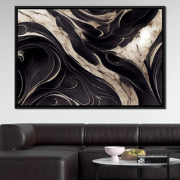 Luxury Abstract Marble in Black & White - NicheCanvas
