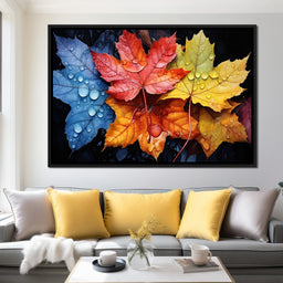 Autumnal Raindrop Leaves - NicheCanvas