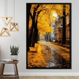 Autumn Leaves Along the City Road - NicheCanvas