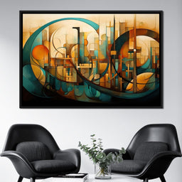 Divine Brushstrokes of Orange and Teal - NicheCanvas