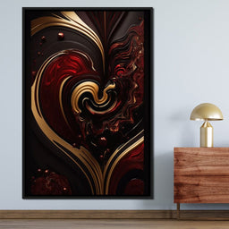 The Marble-Lux Collection: Dark Red & Vibrant Gold 05 - NicheCanvas