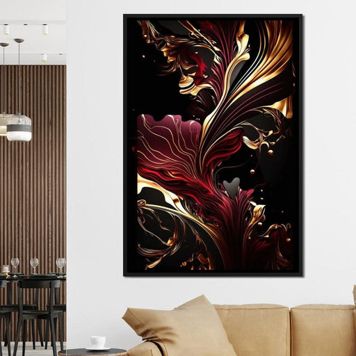 The Marble-Lux Collection: Dark Red & Vibrant Gold 02 Canvas Print