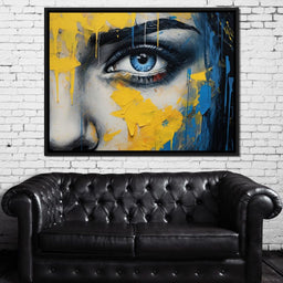 Blue Yellow Urban Graffiti Eye - NicheCanvas