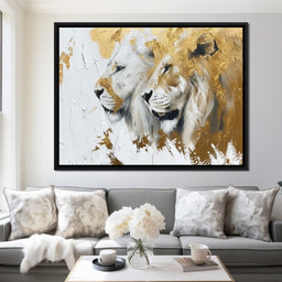White & Gold Lions - NicheCanvas