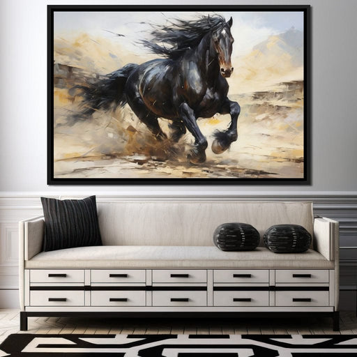 Stocky Black Horse Canvas Print