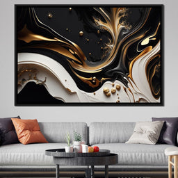 Marble-Lux Collection: Vibrant White & Gold Marble 03 - NicheCanvas