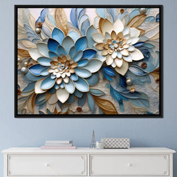 Floral Symphony in Blue & White - NicheCanvas