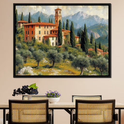 Tuscan Serenity Amidst Peaks - NicheCanvas