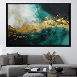 Emerald Tide with Golden Crest - NicheCanvas