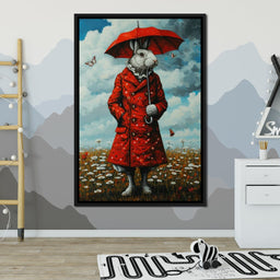The Rabbit and the Red Umbrella - TooplesArt - NicheCanvas