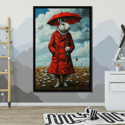 The Rabbit and the Red Umbrella - TooplesArt Canvas Print
