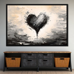 Ebony Heart Amidst the Gale - NicheCanvas