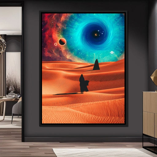 Two Veiled Silhouettes in the Desert Dunes - Gen Z Canvas Print