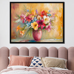 Sunlit Floral Vase Arrangement - NicheCanvas