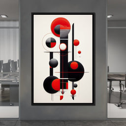 Architectural Symphony in Red and Charcoal - NicheCanvas