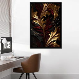 The Marble-Lux Collection: Dark Red & Vibrant Gold 04 - NicheCanvas