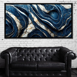 Luxury Abstract Marble in Blue, White & Black - NicheCanvas