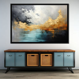 Gold and Teal Abstraction - NicheCanvas