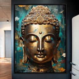 Golden Gaze of Buddha's Visage - NicheCanvas