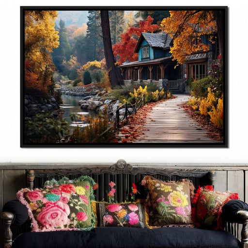 Blue House in the Woods Canvas Print