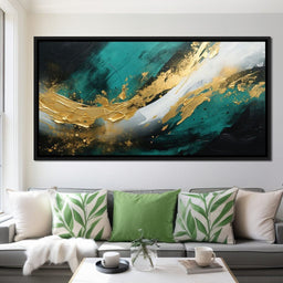 Emerald Currents with Gold - NicheCanvas