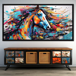 Vibrant Equine Mosaic - NicheCanvas