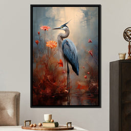 Autumn Heron Feathered Dawn - NicheCanvas