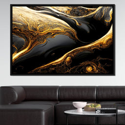 Luxury Abstract Marble in Black & Gold - NicheCanvas