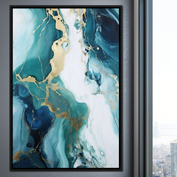 Glossy Marbling Liquid Abstraction - NicheCanvas