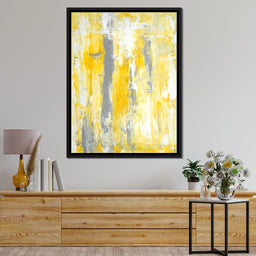 Grey & Yellow Abstract Art Painting - NicheCanvas