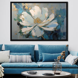 Turquoise Gold Flower in Bloom - NicheCanvas