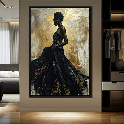 Ebony Elegance in Gold Canvas Print