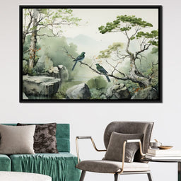 Misty Mountain Aviary Serene - NicheCanvas