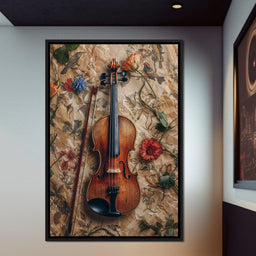 Violin Strings and Floral Notes - NicheCanvas