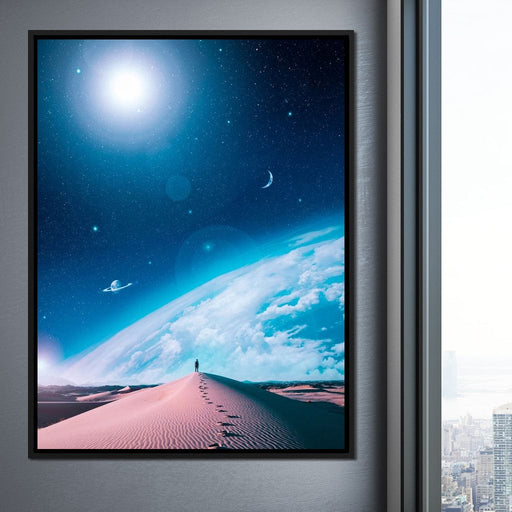 Wall Art Print Purple Galaxy and Planet Earth, Gifts & Merchandise
