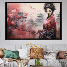 Geisha Amidst Blossoming Hues - NicheCanvas