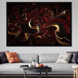 The Marble-Lux Collection: Dark Red & Vibrant Gold 14 - NicheCanvas