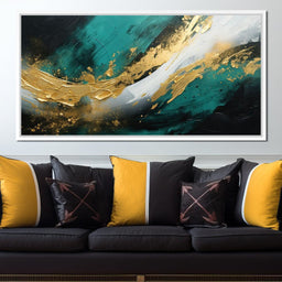 Emerald Currents with Gold - NicheCanvas