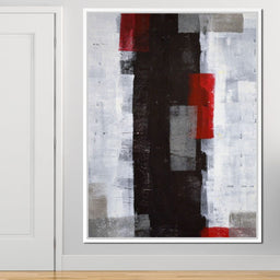 Grey & Red Abstract Art Painting - NicheCanvas