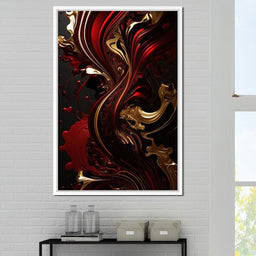 The Marble-Lux Collection: Dark Red & Vibrant Gold 09 - NicheCanvas