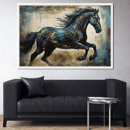 Gilded Teal Horse - NicheCanvas