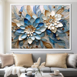 Floral Symphony in Blue & White - NicheCanvas