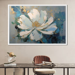 Turquoise Gold Flower in Bloom - NicheCanvas