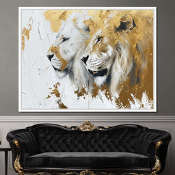 White & Gold Lions - NicheCanvas