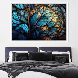 Mosaic Majesty in Beige and Sky Blue - NicheCanvas