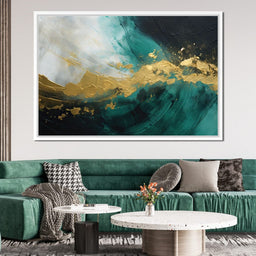 Emerald Tide with Golden Crest - NicheCanvas